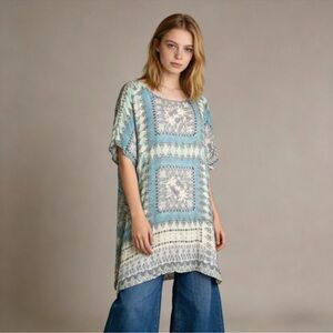 Johnny Was Arroyo Ice Floral Paisley‎ Long Boho Tunic Top